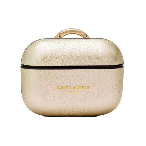 Saint Laurent Accessories - Saint Laurent Metallic Gold Leather Airpods Pro